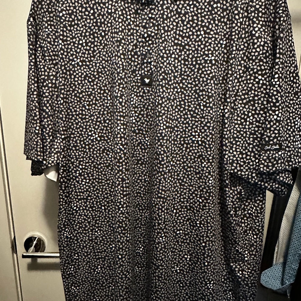 Bad Birdie Black and White Patterned Polo